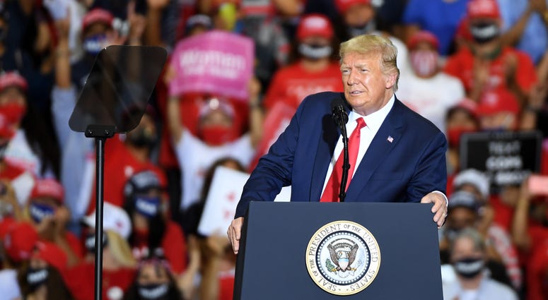 U.S. President Donald Trump speaks during a campaign event at Xtreme Manufacturing on September 13, 2020 in Henderson, Nevada.