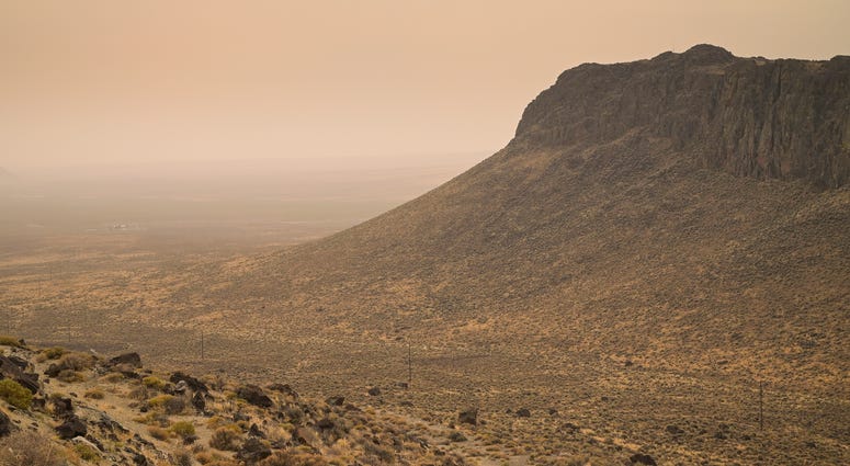 Wildfire Smoke Obscured Desert Landscape in Denio Junction, NV