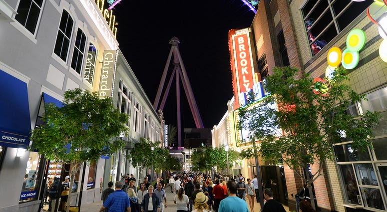 A general view of people at The LINQ with the Las Vegas High Roller in the background on March 30, 2014 in Las Vegas, Nevada