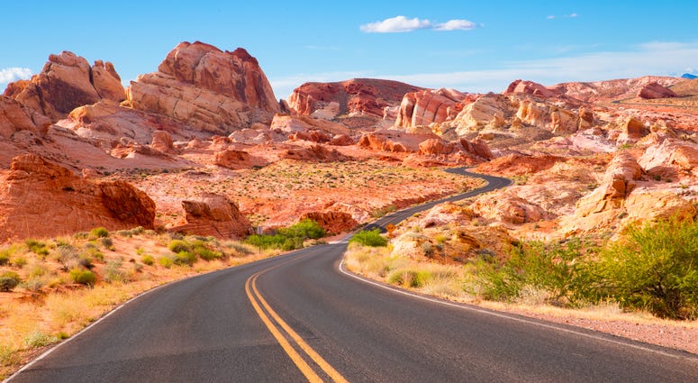 Road through Valley of Fire State Park in Nevada