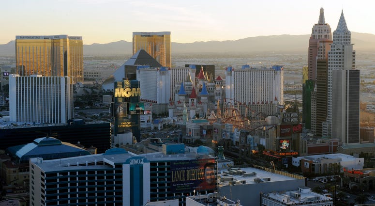 A general view of hotel-casinos on the south end of the Las Vegas Strip on November 20, 2009