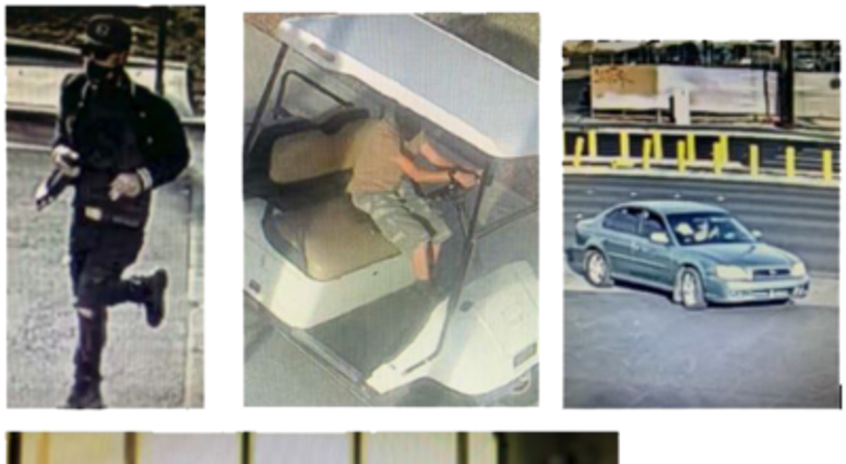 Surveillance snapshots of UNLV golf cart thefts