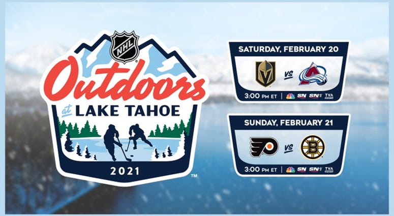 Advertisement for 2021 NHL Outdoor games in Lake Tahoe