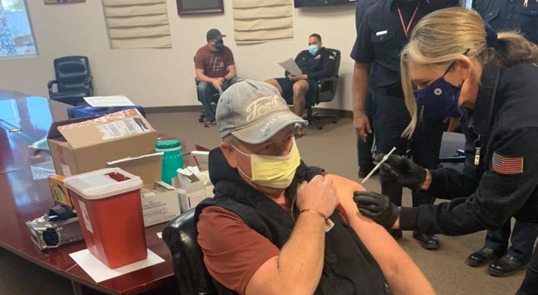 North Las Vegas Firefighters receive their coronavirus vaccination on 1-4-21