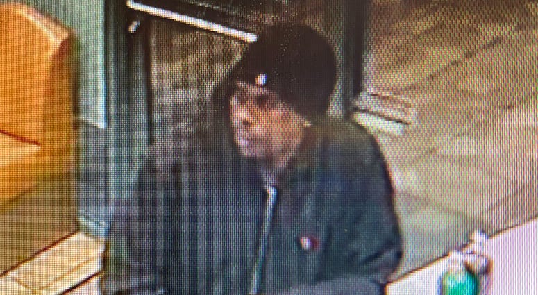Surveillance snapshot of robbery suspect from 2-26-20