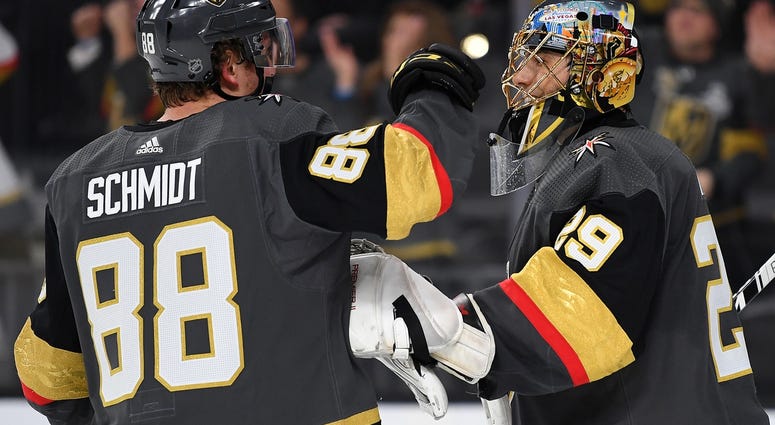 Nate Schmidt and Marc-Andre Fleury Nate Schmidt and Marc-Andre Fleury