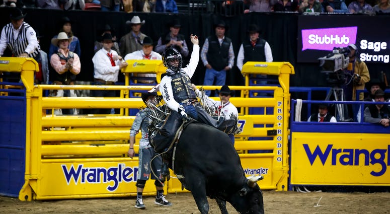 During the tenth go-round at the National Finals Rodeo at Thomas and Mack Center.