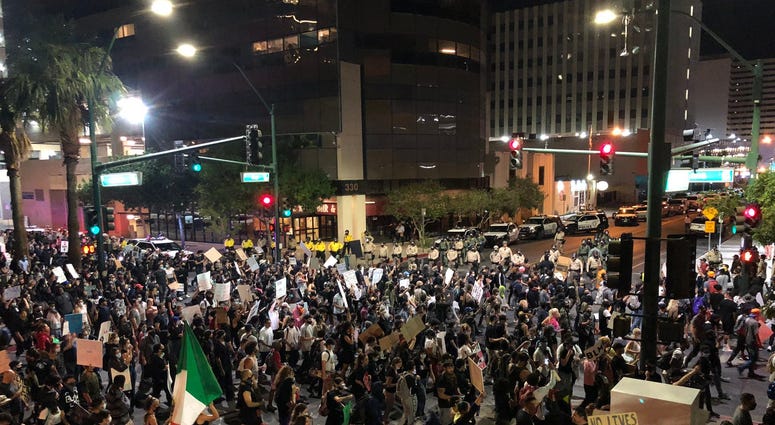 Thousands of protesters flow into downtown Las Vegas on Monday, June 1, in a Black Lives Matter rally to protest the police slaying of George Floyd in Minneapolis