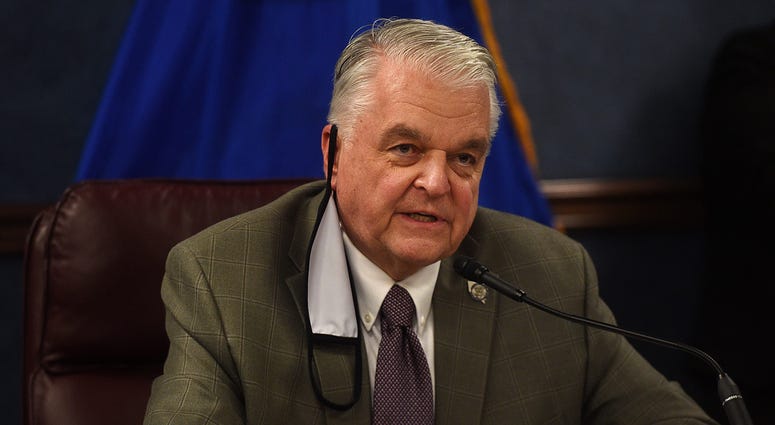Nevada Governor Steve Sisolak speaks during a press conference in the Nevada State Legislature Building in Carson City on June 24, 2020.