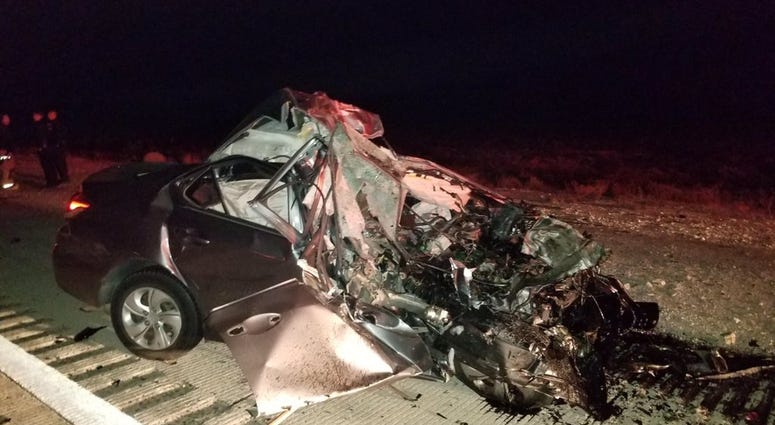 Scene of wrong-way crash on I-15 on 12-21-19
