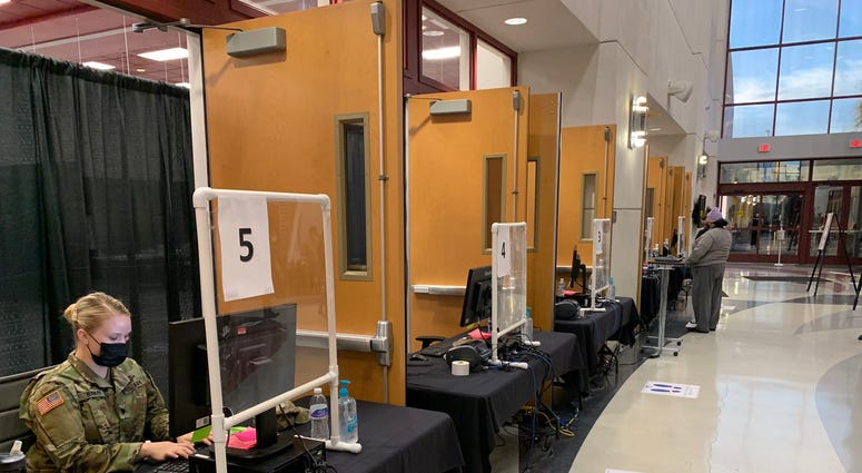 national Guard in place for coronavirus testing at UNLV's Stan Fulton Building on 11-230-20
