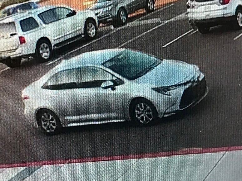 snapshot of vehicle wanted in mail theft 1-30-20