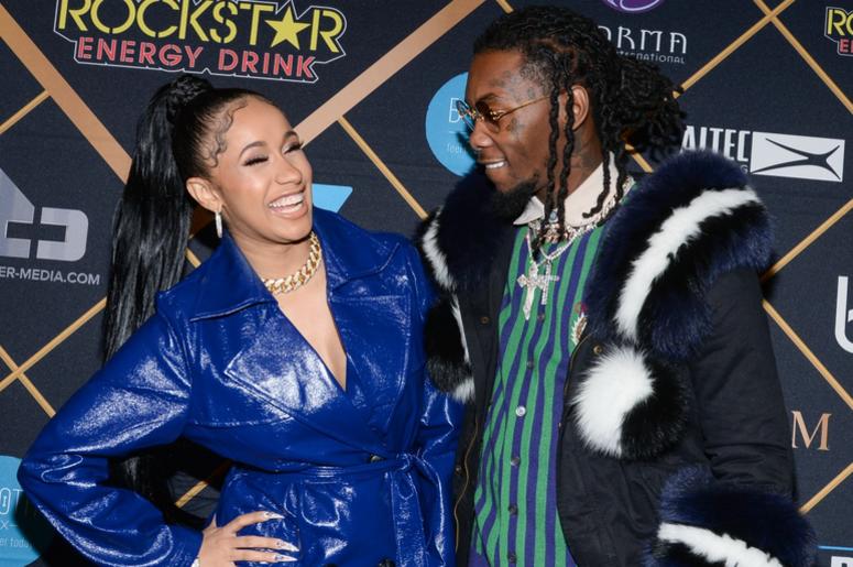 Cardi B and Offset of Migos walking on the red carpet at the The 2018 MAXIM Party held at Schaffer-Richardson Building on February 3, 2018 in Minneapolis, Minnesota. (Photo by Anthony Behar/Sipa USA)