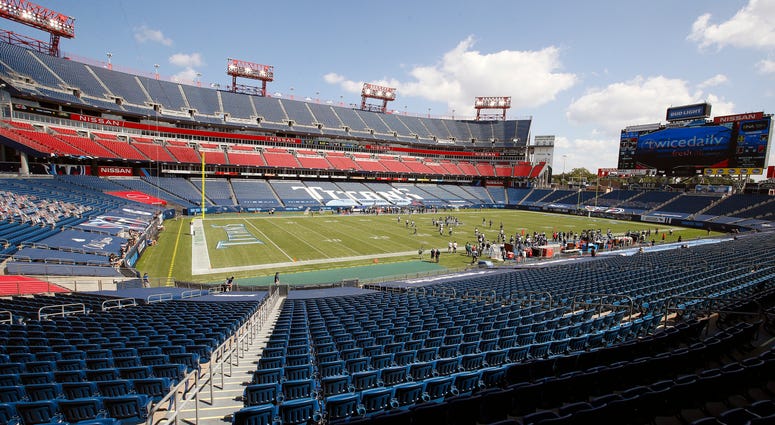 A wide view of the interior of Nissan Stadium during the second half of a 33-30 Tennessee Titans victory over the Jacksonville Jaguars on September 20, 2020