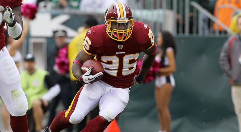 Clinton Portis #26 of the Washington Redskins runs the ball against the Philadelphia Eagles on October 3, 2010 at Lincoln Financial Field in Philadelphia