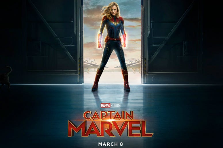 Movie poster for Marvel Studios' Captain Marvel' starring Brie Lason Movie poster for Marvel Studios' 'Captain Marvel' starring Brie Lason