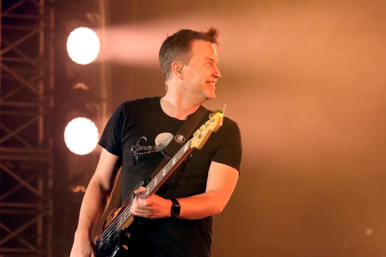 Mark Hoppus of blink-182 performs onstage at KROQ Weenie Roast 2018 at StubHub Center on May 12, 2018 in Carson, California Mark Hoppus of blink-182 performs onstage at KROQ Weenie Roast 2018 at StubHub Center on May 12, 2018 in Carson, California