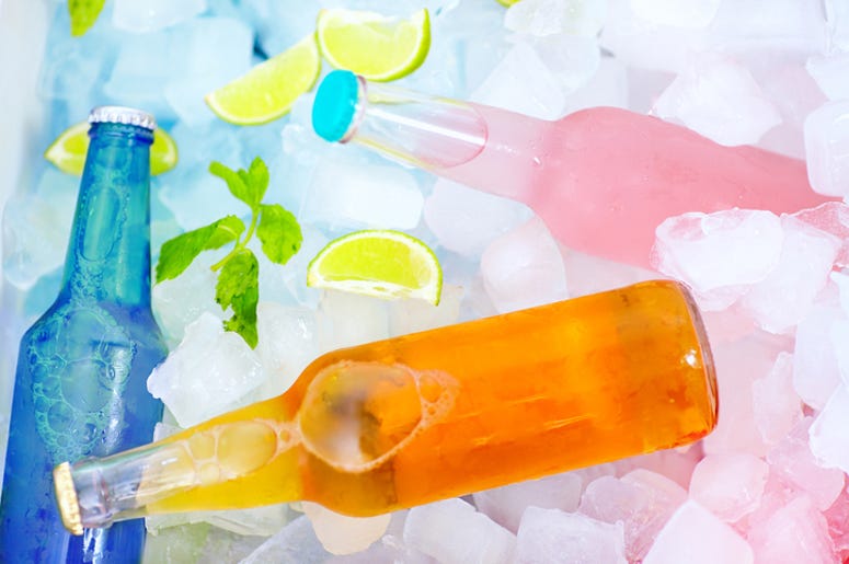 bottles on ice