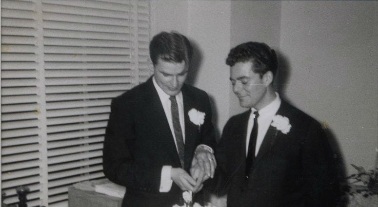 LGBT archivists in Philadelphia and California are trying to identify two men photographed on their wedding day at a time when gay marriage was considered taboo.