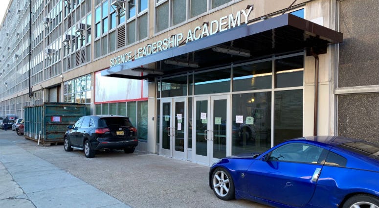 Ben Franklin High School and Science Leadership Academy school building. Ben Franklin High School and Science Leadership Academy school building.