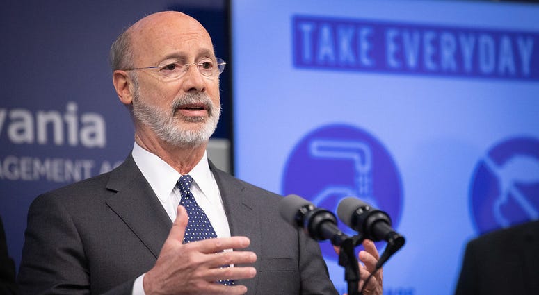 Governor Tom Wolf speaking to reporters. Governor Tom Wolf speaking to reporters.