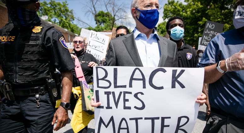 Gov. Tom Wolf joins a march against injustice and gun violence, June 3, 2020, in Harrisburg. Gov. Tom Wolf protests in Harriburg