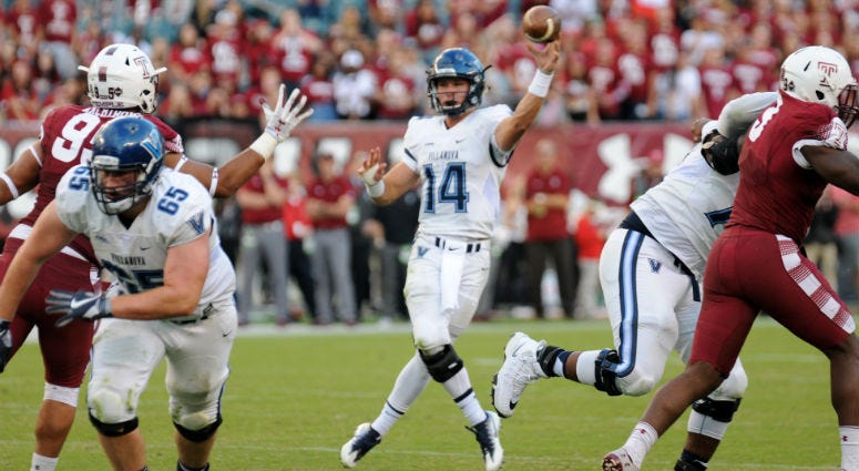 Villanova quarterback Zach Bednarczyk has thrown 10 touchdown passes through three games this season. Villanova quarterback Zach Bednarczyk (center)