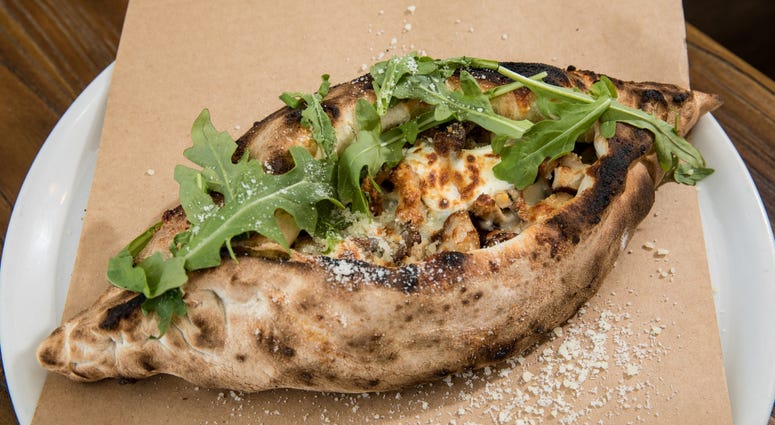 A mushroom, Taleggio cheese and truffle pide at Stina. Stina restaurant