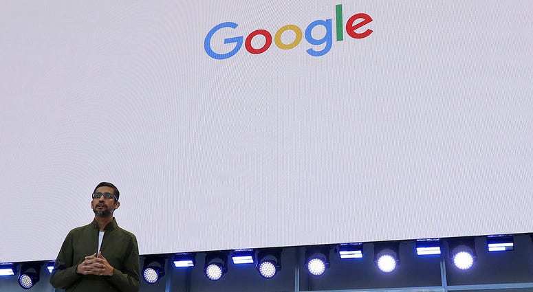 Google CEO Sundar Pichai speaks about YouTube break reminders at the Google I/O conference. Google CEO Sundar Pichai speaks about YouTube break reminders at the Google I/O conference.