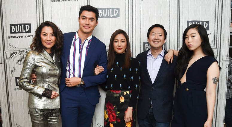 In this Aug. 14, 2018, file photo, Actors Michelle Yeoh, from left, Henry Golding, Constance Wu, Ken Jeong and Awkwafina participate in the BUILD Speaker Series to discuss the film "Crazy Rich Asians" at AOL Studios in New York. In this Aug. 14, 2018, file photo, Actors Michelle Yeoh, from left, Henry Golding, Constance Wu, Ken Jeong and Awkwafina participate in the BUILD Speaker Series to discuss the film "Crazy Rich Asians" at AOL Studios in New York.