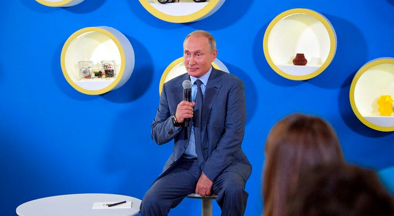 Russian President Vladimir Putin speaks as he meets with the students while visiting the Sirius Educational Centre for Gifted Children during the traditional opening of the school year known as the "Day of Knowledge" in Sochi, Sept. 1, 2018. Russian President Vladimir Putin speaks as he meets with the students while visiting the Sirius Educational Centre for Gifted Children during the traditional opening of the school year known as the "Day of Knowledge" in Sochi, Sept. 1, 2018.