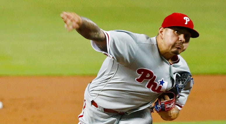 Philadelphia Phillies starting pitcher Vince Velasquez delivers during the first inning of a baseball game against the Miami Marlins, Monday, Sept. 3, 2018, in Miami. Philadelphia Phillies starting pitcher Vince Velasquez delivers during the first inning of a baseball game against the Miami Marlins, Monday, Sept. 3, 2018, in Miami.