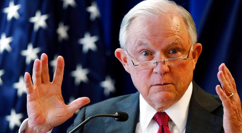 In this July 13, 2018 photo, Attorney General Jeff Sessions delivers remarks in Portland, Maine. Attorney General Jeff Sessions