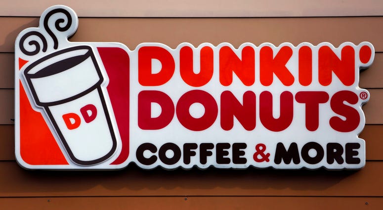 In this Jan. 22, 2018, file photo shows the Dunkin' Donuts logo on a shop in Mount Lebanon, Pa. In this Jan. 22, 2018, file photo shows the Dunkin' Donuts logo on a shop in Mount Lebanon, Pa.