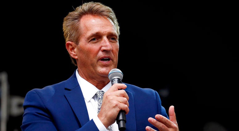 Sen. Jeff Flake, R-Ariz., speaks during an appearance at the Forbes 30 Under 30 Summit, Monday, Oct. 1, 2018, in Boston. Sen. Jeff Flake