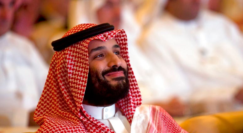 Saudi Crown Prince, Mohammed bin Salman, smiles as he attends the Future Investment Initiative conference, in Riyadh, Saudi Arabia, Tuesday, Oct. 23, 2018. Saudi Crown Prince, Mohammed bin Salman, smiles as he attends the Future Investment Initiative conference, in Riyadh, Saudi Arabia, Tuesday, Oct. 23, 2018.