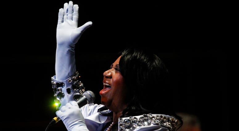 In this July 27, 2010 photo, Aretha Franklin performs at The Mann Center for the Performing Arts in Philadelphia. Aretha Franklin