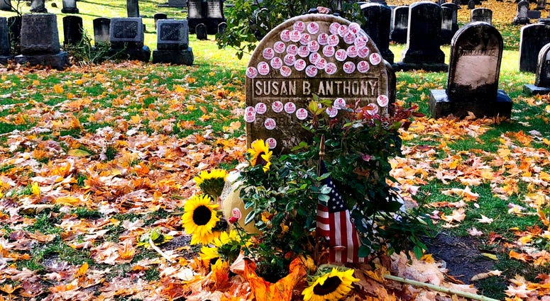 Voters showed up by the dozens to put their “I Voted” stickers on the headstone, an Election Day ritual that pays homage to the voting rights pioneer. Voters showed up by the dozens to put their “I Voted” stickers on the headstone, an Election Day ritual that pays homage to the voting rights pioneer.