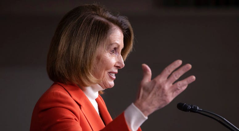 House Minority Leader Nancy Pelosi, D-Calif., talks to reporters during a news conference at the Capitol in Washington, Thursday, Nov. 15, 2018. House Minority Leader Nancy Pelosi