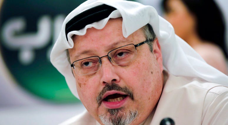 In this Dec. 15, 2014, file photo, Saudi journalist Jamal Khashoggi speaks during a press conference in Manama, Bahrain. Jamal Khashoggi