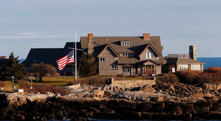 The American flag flies at half-staff in honor of President George H. W. Bush at Walker's Point, the Bush's summer home, Saturday, Dec. 1, 2018, in Kennebunkport, Maine. The American flag flies at half-staff in honor of President George H. W. Bush at Walker's Point, the Bush's summer home, Saturday, Dec. 1, 2018, in Kennebunkport, Maine.