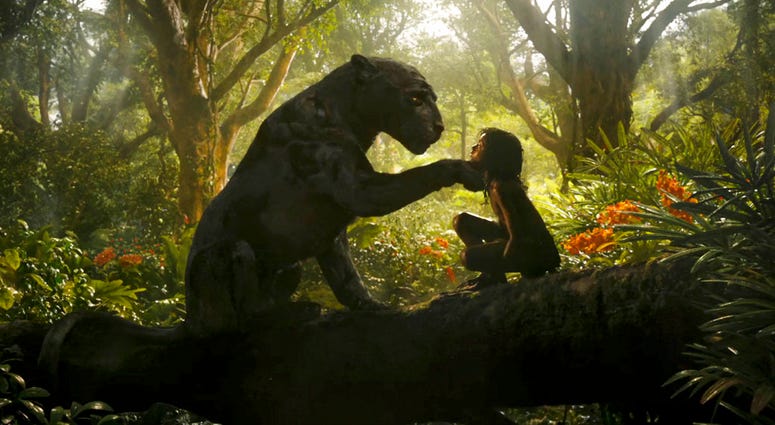 This image released by Netflix shows Rohan Chand as Mowgli, right, and the character Bagheera, voiced by Christian Bale, in a scene from the film, "Mowgli: Legend of the Jungle," streaming on Netflix on Friday. This image released by Netflix shows Rohan Chand as Mowgli, right, and the character Bagheera, voiced by Christian Bale, in a scene from the film, "Mowgli: Legend of the Jungle," streaming on Netflix on Friday.