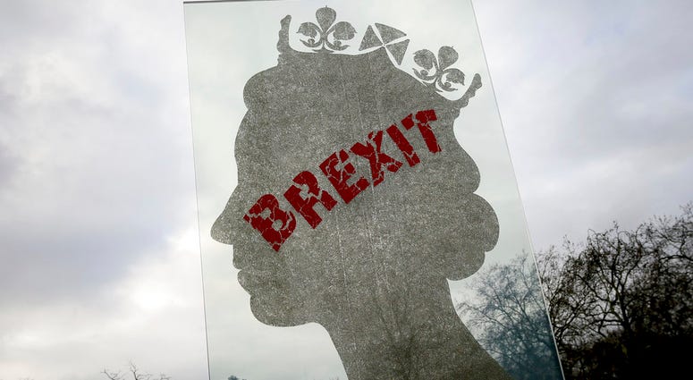 A view of a sculpture by London based Italian artist Matt Marga "One Million Queen" which depicts a profile of Britain's Queen Elizabeth II in London, Monday, Dec. 10, 2018. A view of a sculpture by London based Italian artist Matt Marga "One Million Queen" which depicts a profile of Britain's Queen Elizabeth II in London, Monday, Dec. 10, 2018.