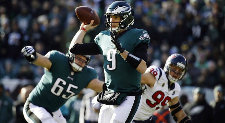 Philadelphia Eagles' Nick Foles passes during the first half of an NFL football game against the Houston Texans, Sunday, Dec. 23, 2018, in Philadelphia. Philadelphia Eagles' Nick Foles passes during the first half of an NFL football game against the Houston Texans, Sunday, Dec. 23, 2018, in Philadelphia.