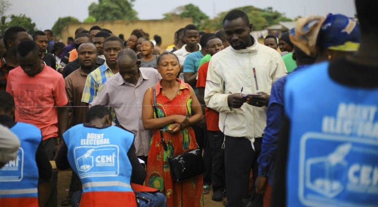 Congolese participate in a mock voting in the Eastern Congolese town of Beni Sunday Dec. 30, 2018. Congolese participate in a mock voting in the Eastern Congolese town of Beni Sunday Dec. 30, 2018.