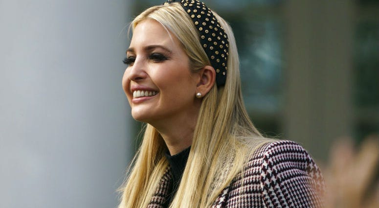 FILE - In this Nov. 20, 2018, file photo, Ivanka Trump, the daughter of President Donald Trump, arrives for a ceremony to pardon the National Thanksgiving Turkey in the Rose Garden of the White House in Washington. FILE - In this Nov. 20, 2018, file photo, Ivanka Trump, the daughter of President Donald Trump, arrives for a ceremony to pardon the National Thanksgiving Turkey in the Rose Garden of the White House in Washington.