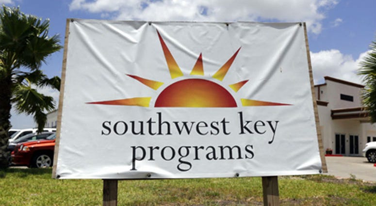 FILE - This June 20, 2014, file photo shows a Southwest Key program sign. FILE - This June 20, 2014, file photo shows a Southwest Key program sign.