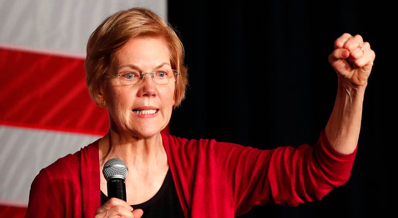 In this Saturday, Jan. 5, 2019, file photo, Sen. Elizabeth Warren, D-Mass., speaks during an organizing event at Curate event space in Des Moines, Iowa. Elizabeth Warren