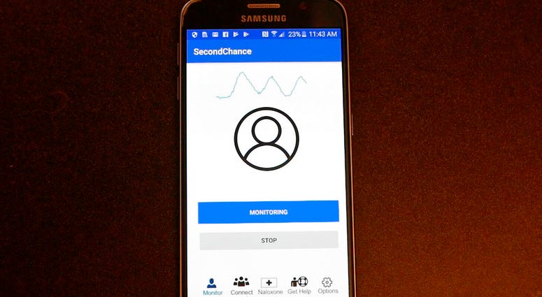 A demonstration of the smartphone "Second Chance" app, which uses sound waves to measure breathing. In first-step testing reported Jan. 9, 2019, the device detected early breathing problems in some people who’d just injected illegal drugs. A demonstration of the smartphone "Second Chance" app, which uses sound waves to measure breathing. In first-step testing reported Jan. 9, 2019, the device detected early breathing problems in some people who’d just injected illegal drugs.