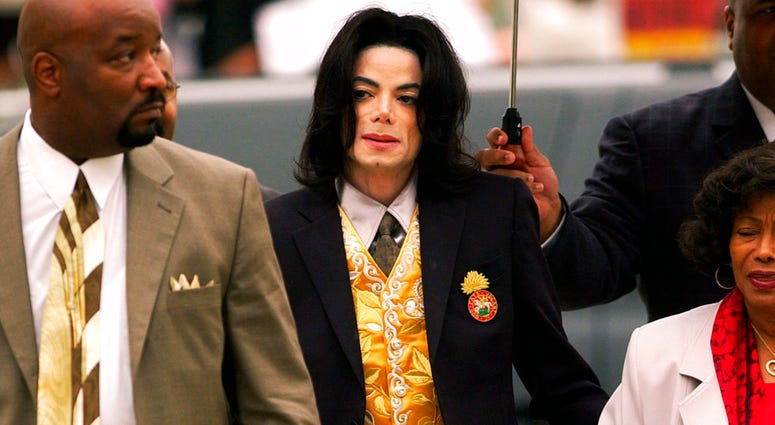 In this May 25, 2005 file photo, Michael Jackson arrives at the Santa Barbara County Courthouse for his child molestation trial in Santa Maria, Calif. Michael Jackson